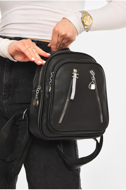 Рюкзак женский из экокожи черного цвета 6813 213379