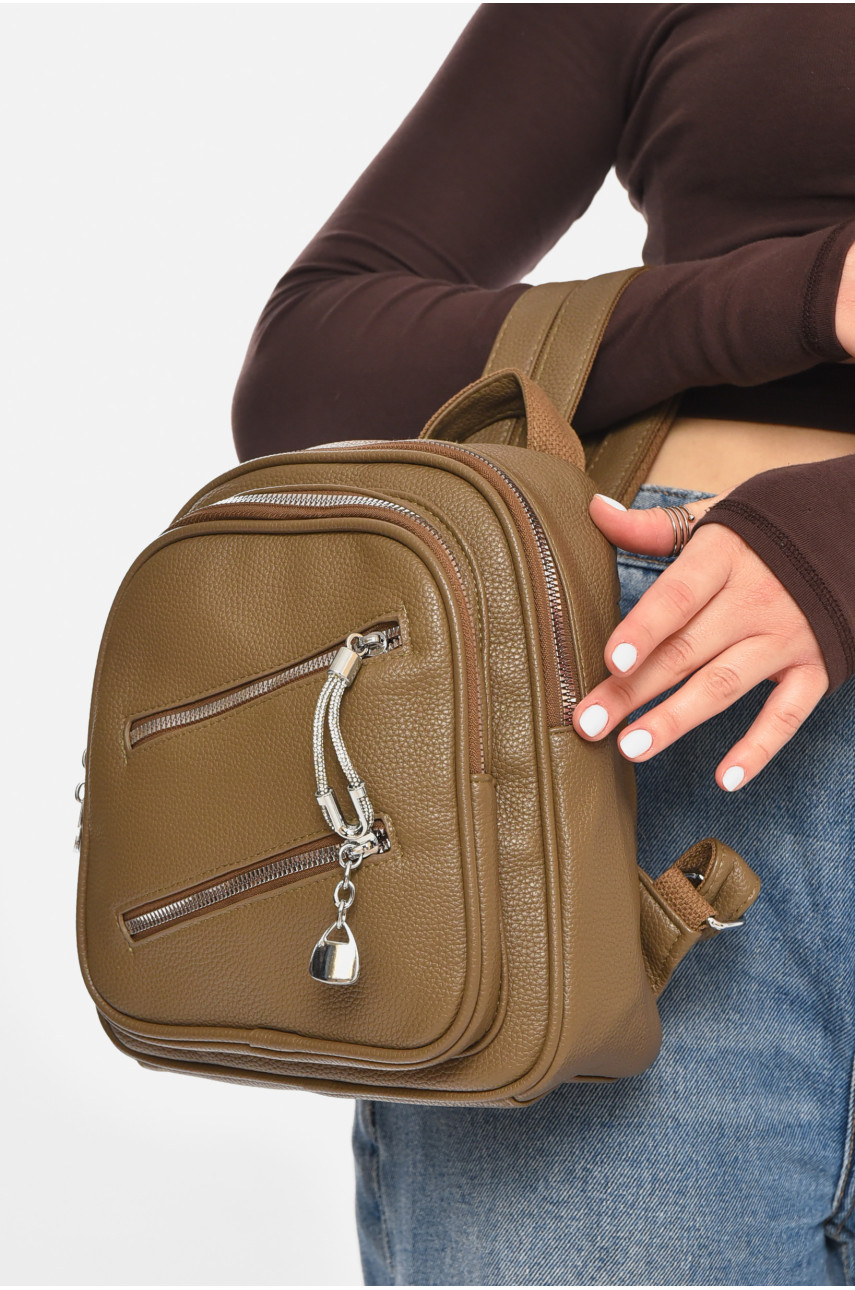 Рюкзак жіночий з екошкіри кольору хакі 6808 213381