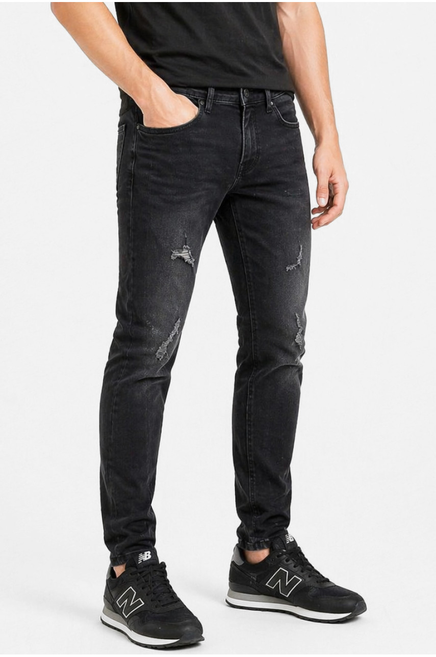 Джинси чоловічі однотонні чорного кольору 3704 213390