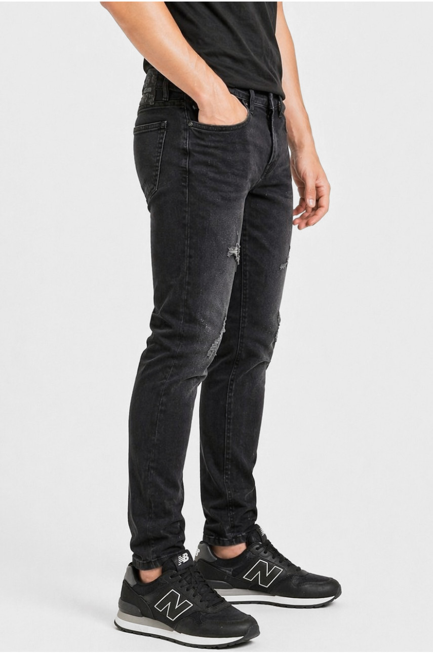 Джинси чоловічі однотонні чорного кольору 3704 213390