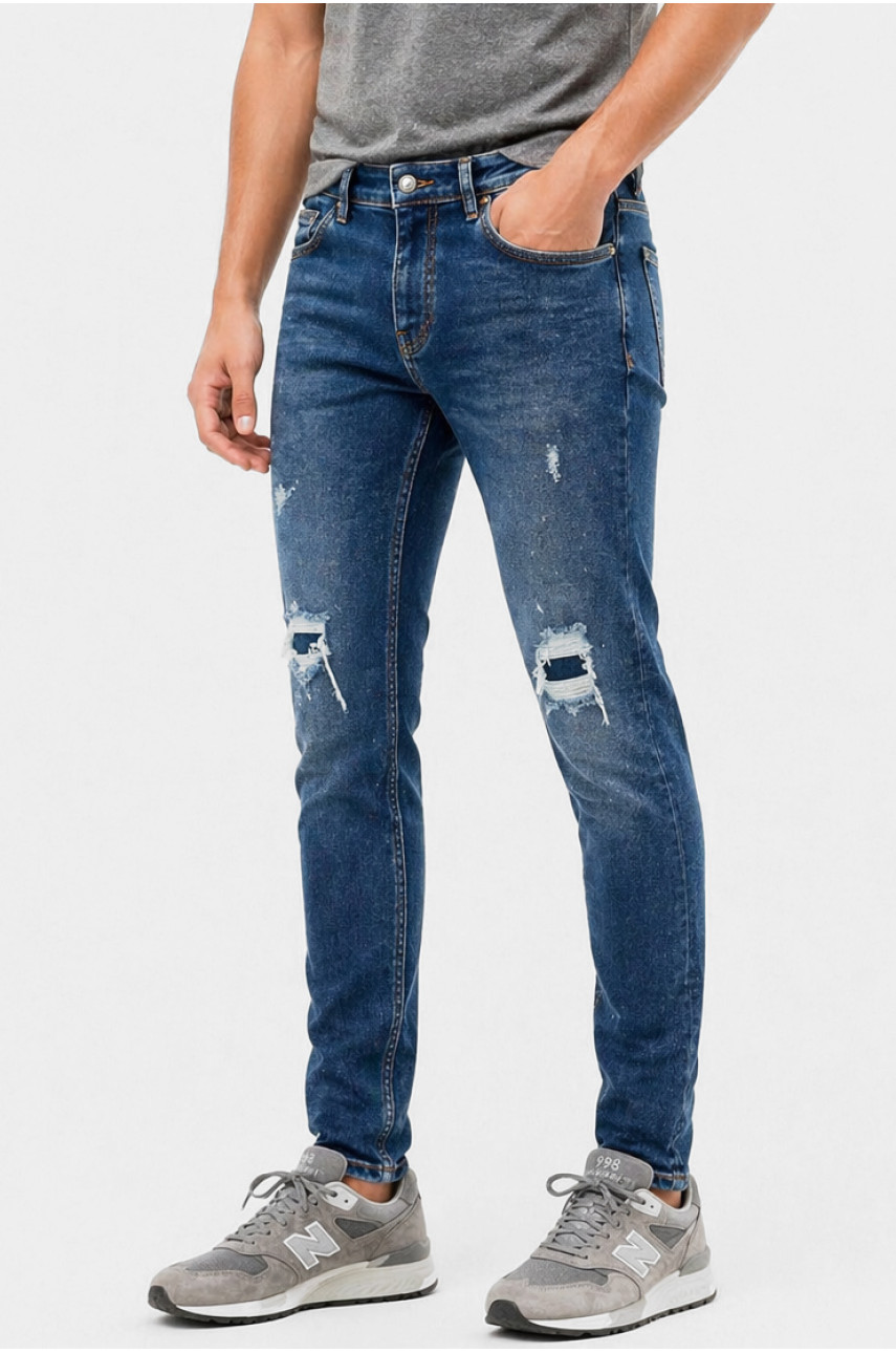 Джинси чоловічі однотонні темно-синього кольору 4199 213394