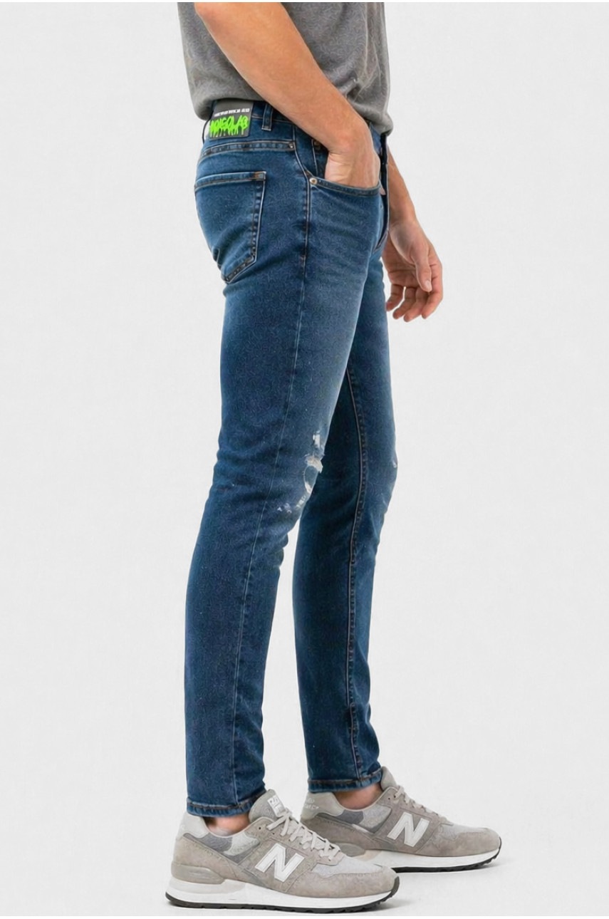 Джинси чоловічі однотонні темно-синього кольору 4199 213394