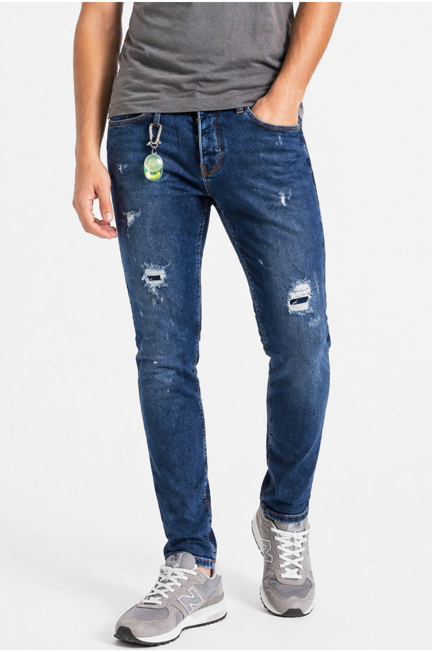 Джинси чоловічі однотонні темно-синього кольору 4199 213395