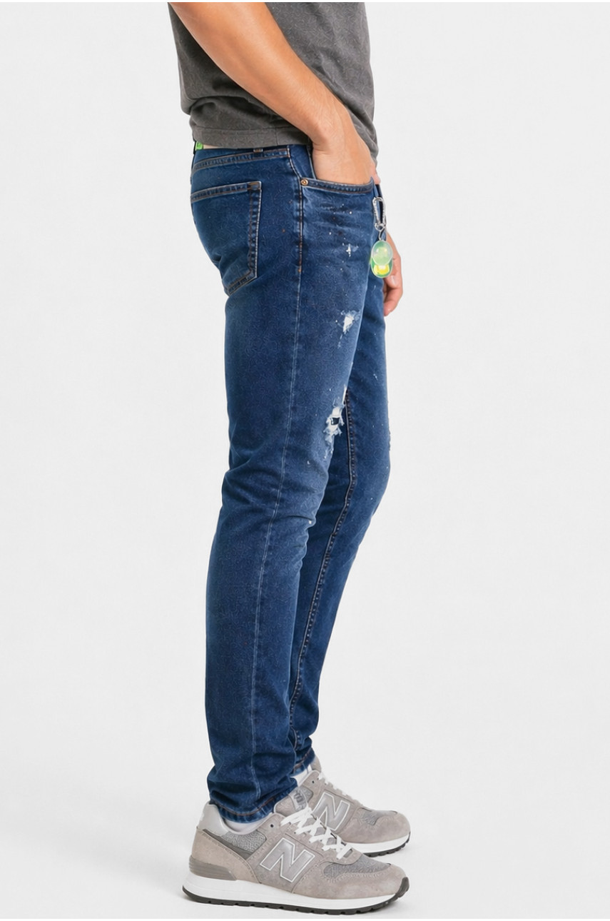 Джинси чоловічі однотонні темно-синього кольору 4199 213395