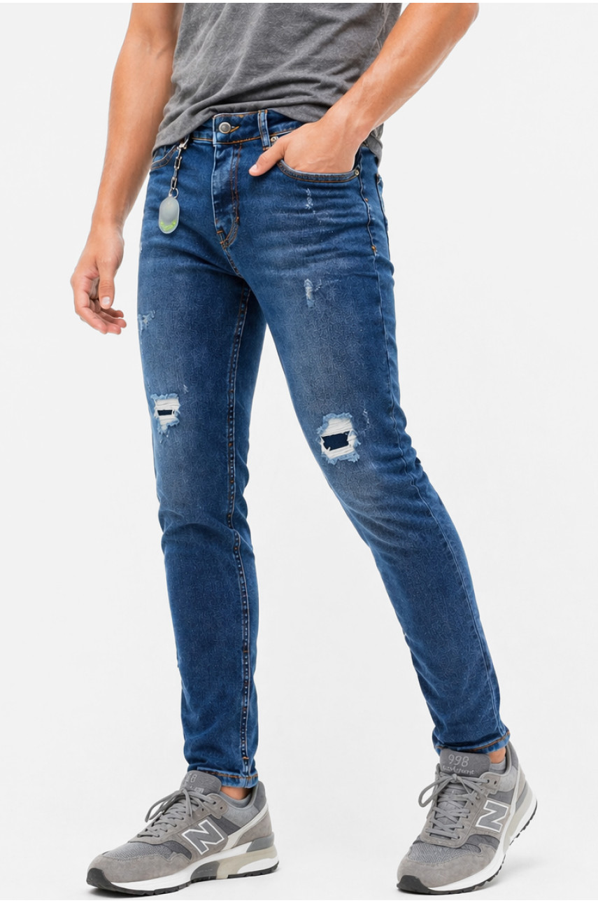 Джинси чоловічі однотонні темно-синього кольору 4199 213396