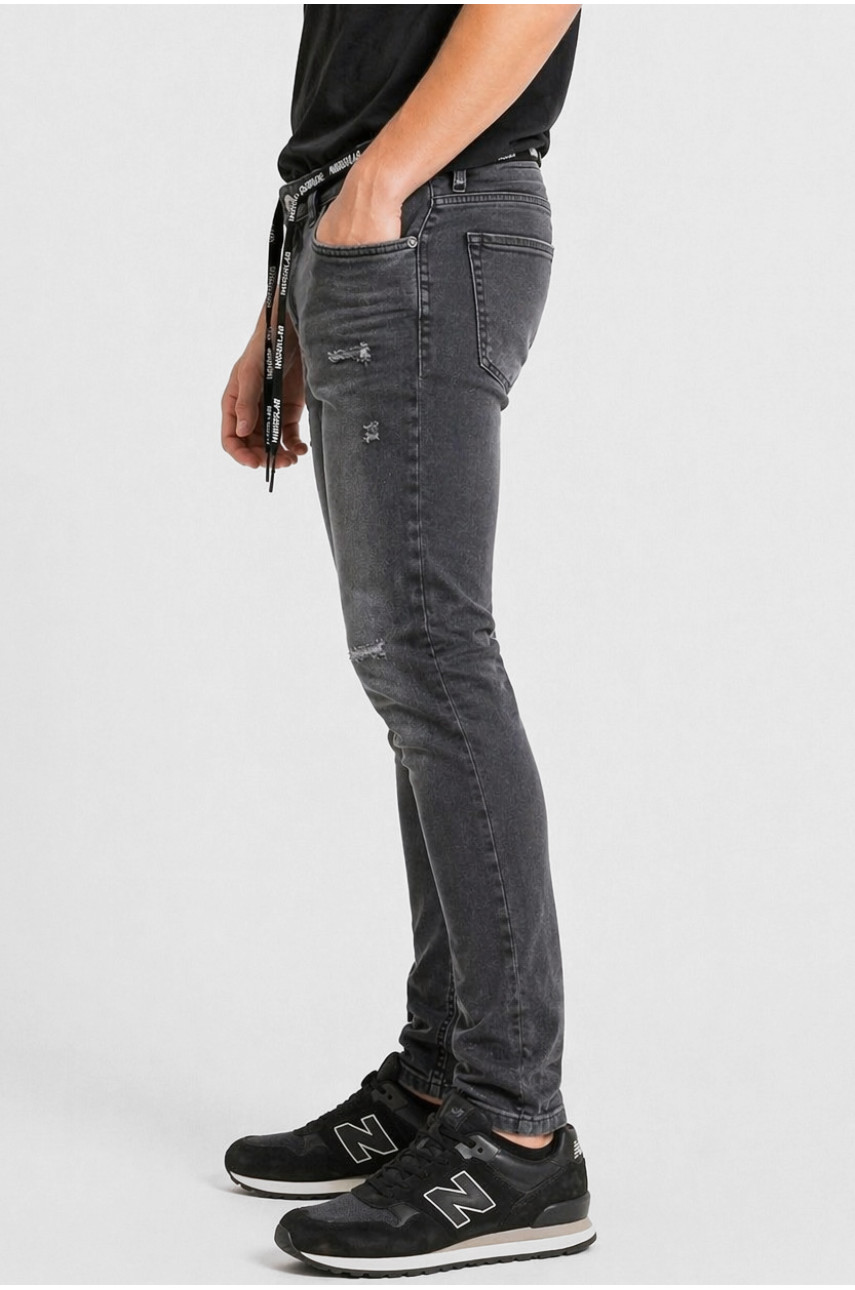 Джинси чоловічі однотонні темно-сірого кольору 20301 213397