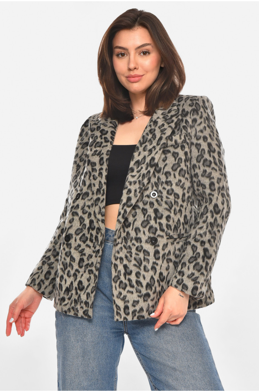 Піджак жіночий сірого кольору з принтом 63831 213399