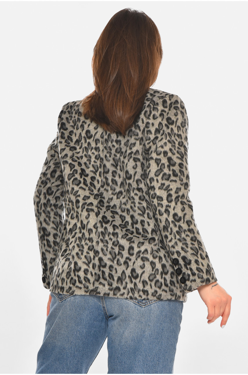 Піджак жіночий сірого кольору з принтом 63831 213399