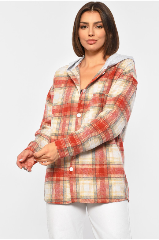 Рубашка женская в клетку красного цвета Уценка 213402
