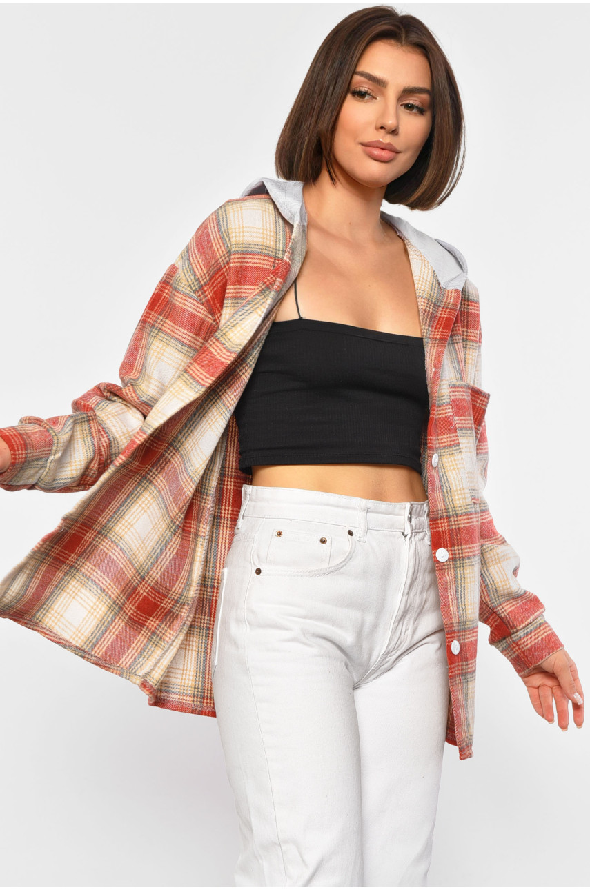 Рубашка женская в клетку красного цвета Уценка 213402