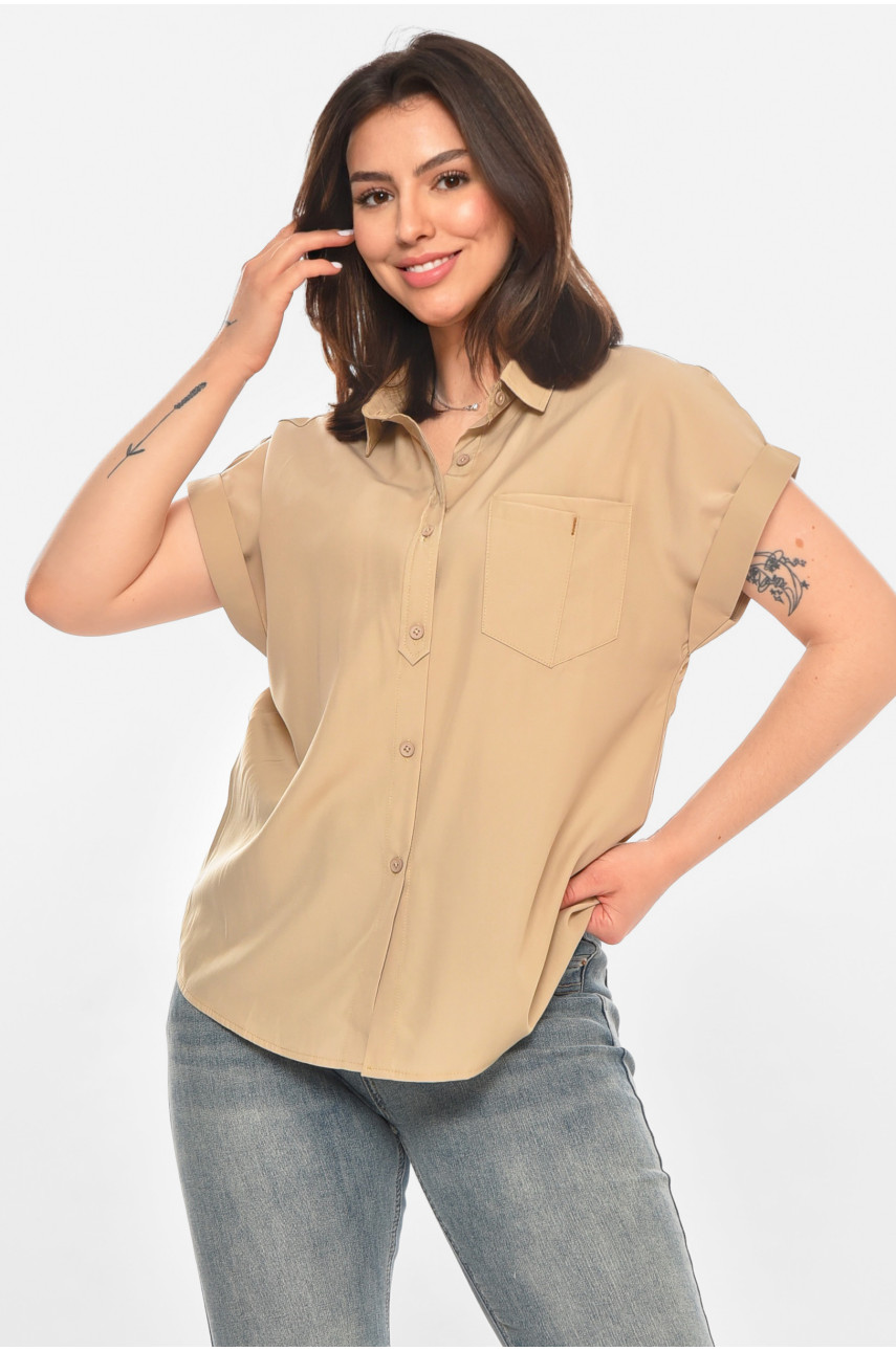 Сорочка жіноча однотонна темно-бежевого кольору 1122 213414