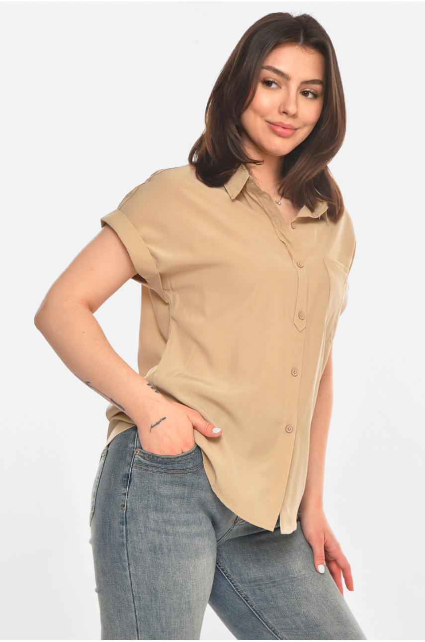 Сорочка жіноча однотонна темно-бежевого кольору 1122 213414