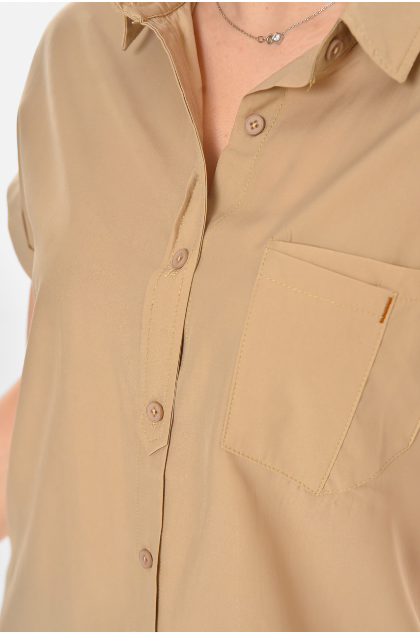 Сорочка жіноча однотонна темно-бежевого кольору 1122 213414