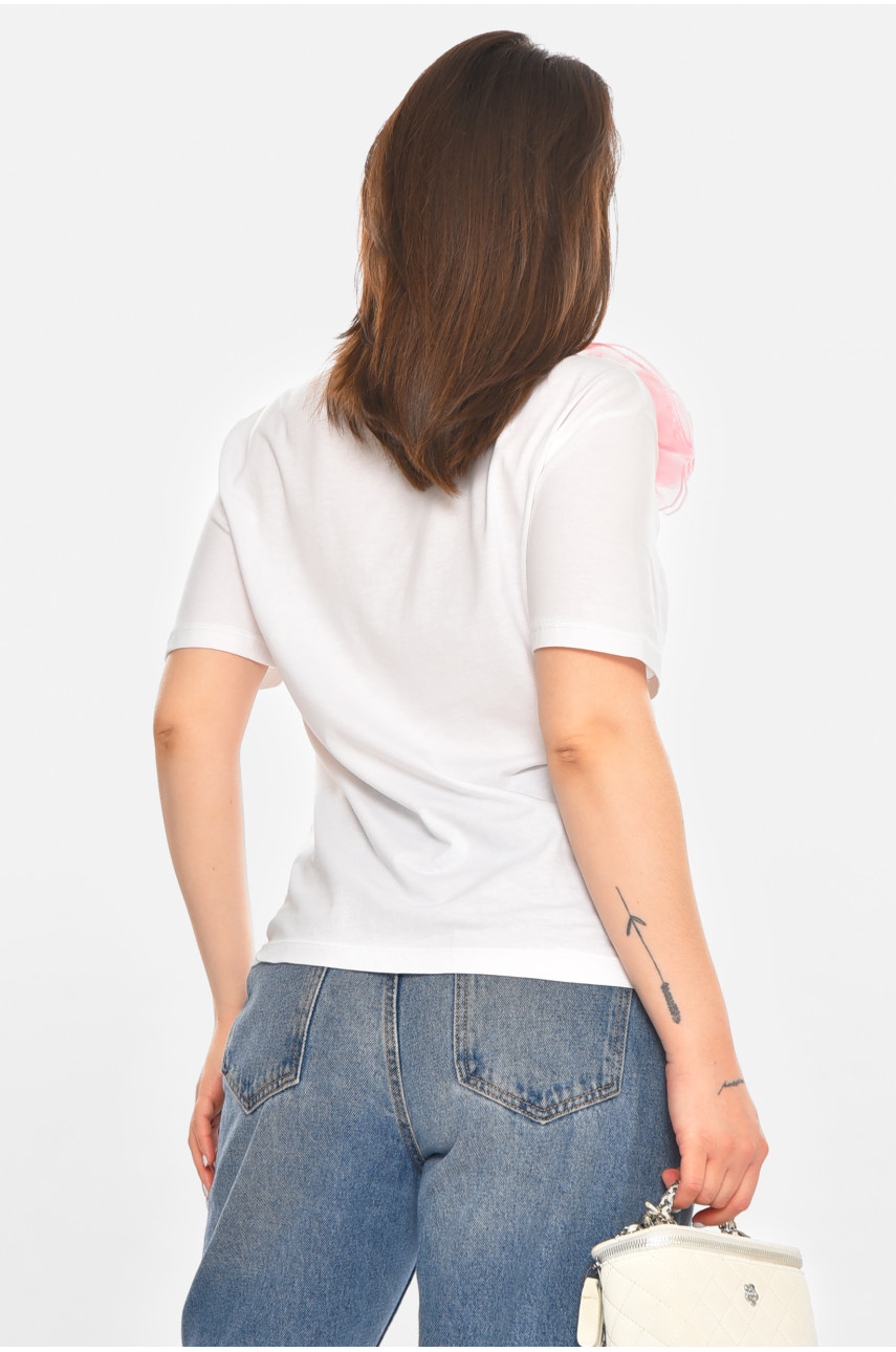 Футболка жіноча однотонна білого кольору 213435