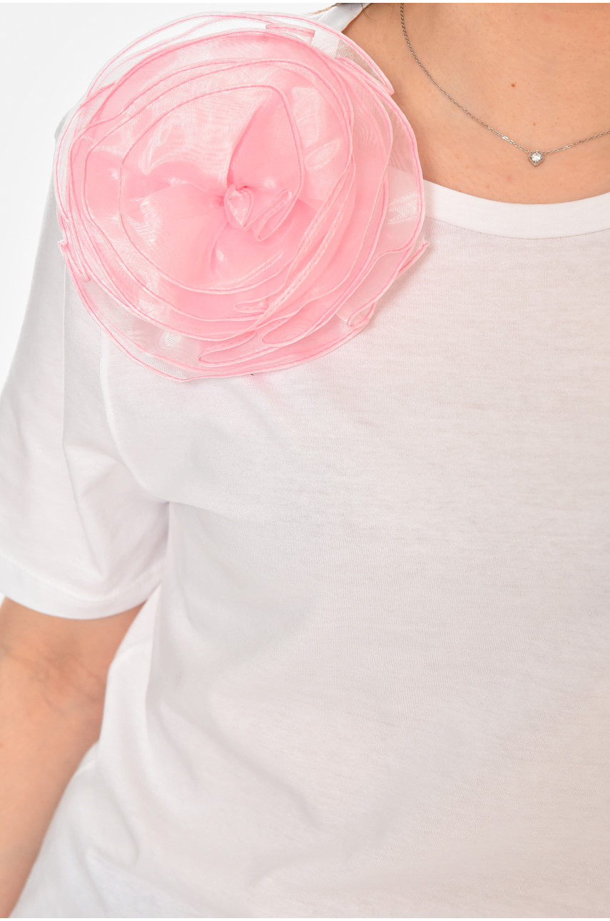 Футболка жіноча однотонна білого кольору 213435