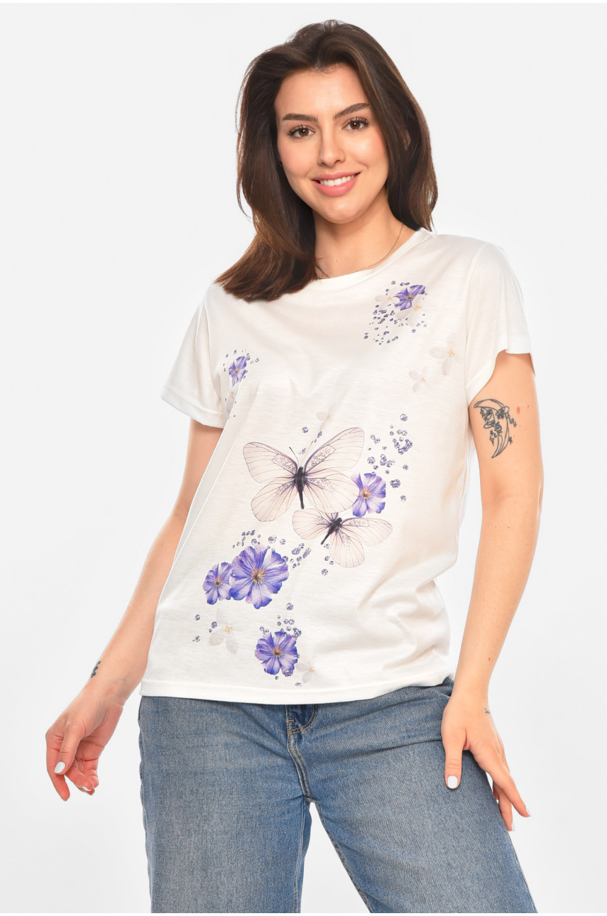 Футболка жіноча білого кольору з принтом 213447