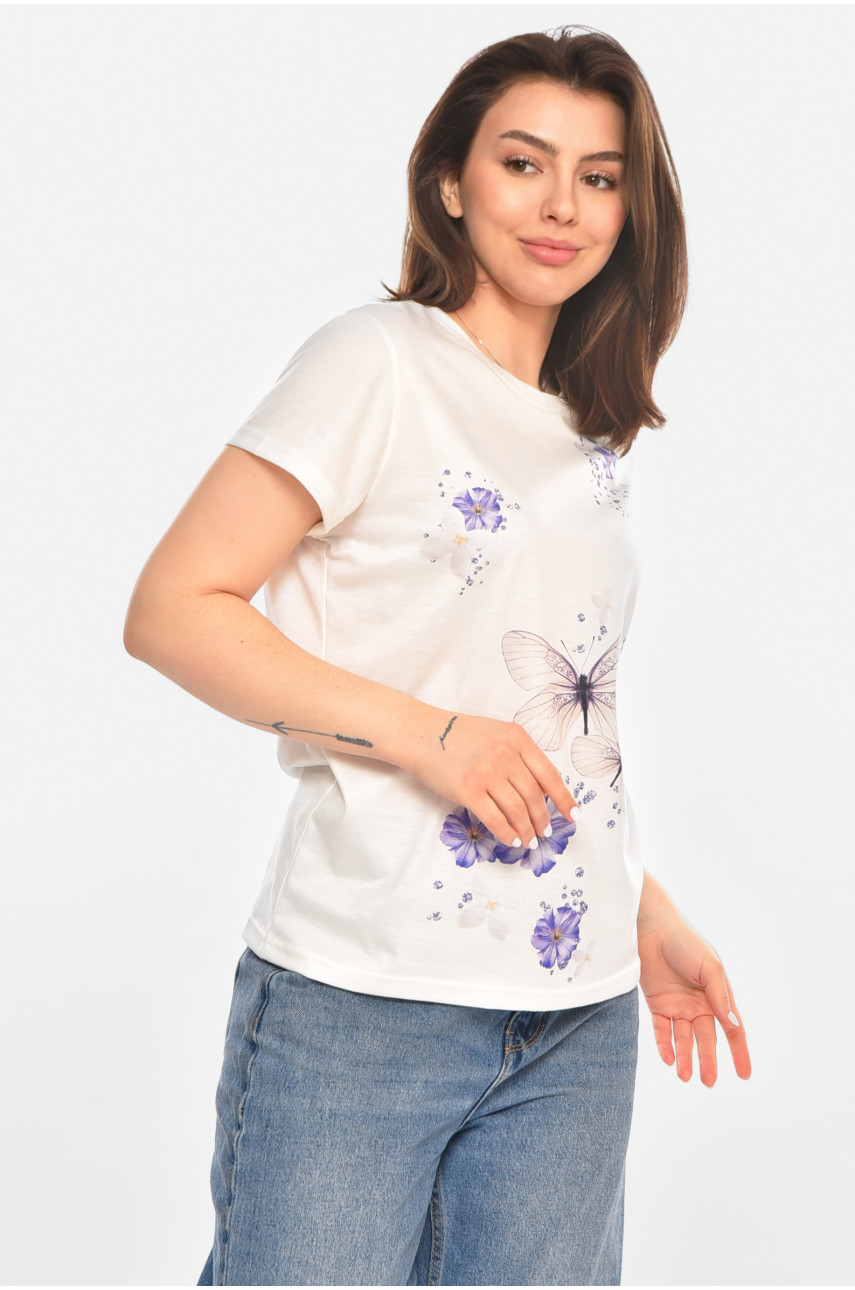 Футболка жіноча білого кольору з принтом 213447