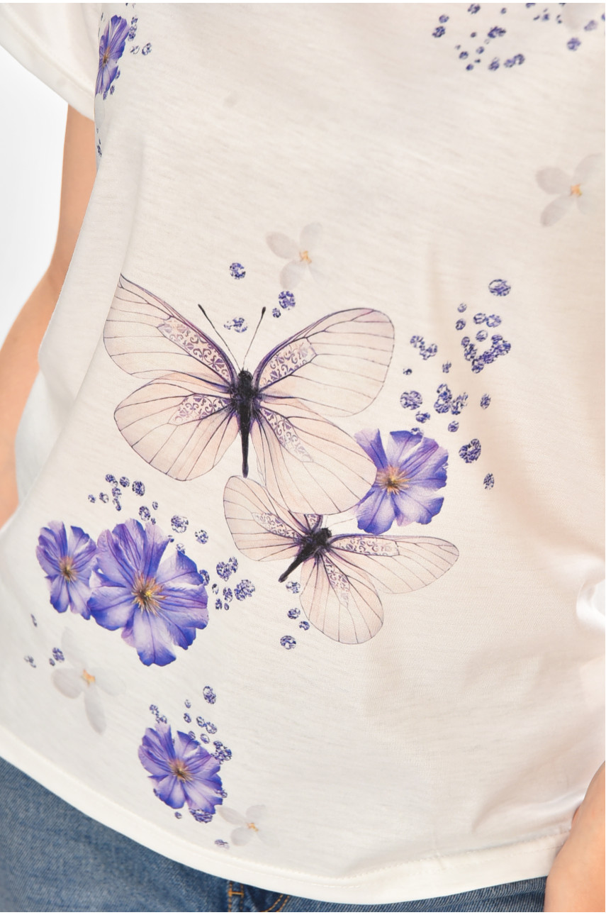 Футболка жіноча білого кольору з принтом 213447