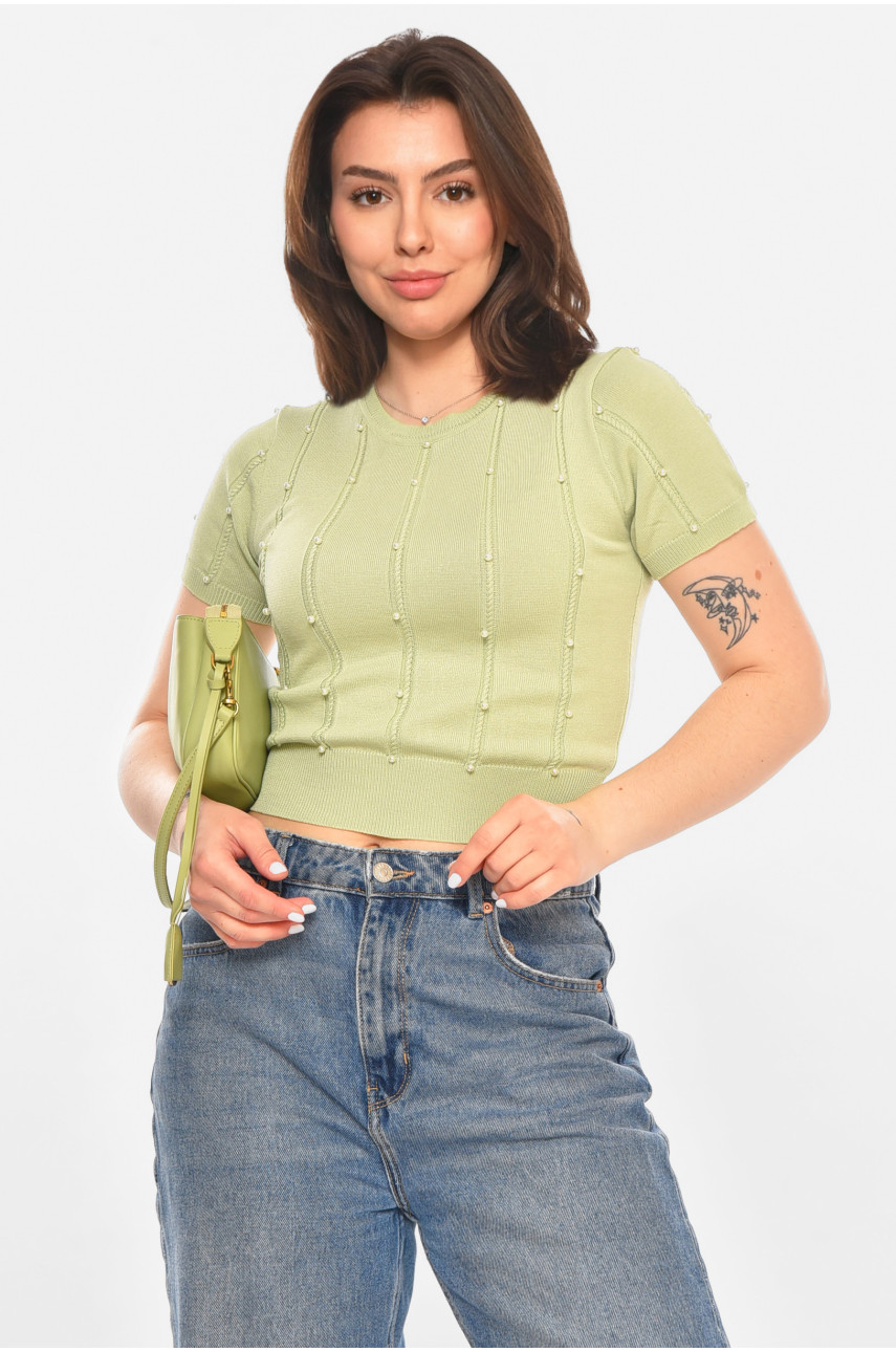 Футболка жіноча трикотажна м'ятного кольору 213449