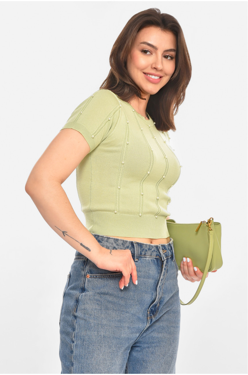 Футболка жіноча трикотажна м'ятного кольору 213449