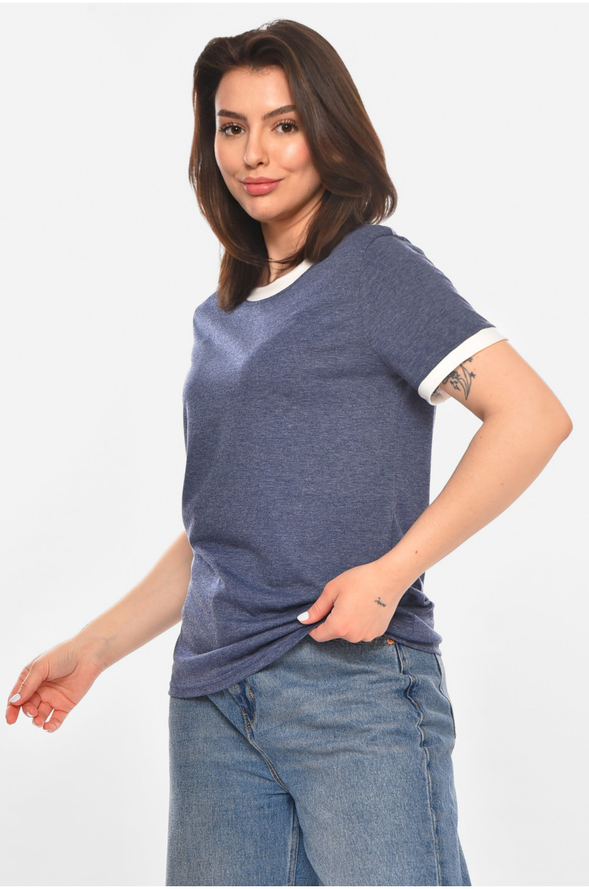 Футболка жіноча однотонна темно-синього кольору 213452
