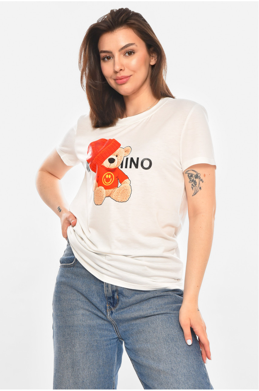 Футболка жіноча білого кольору з принтом 213454