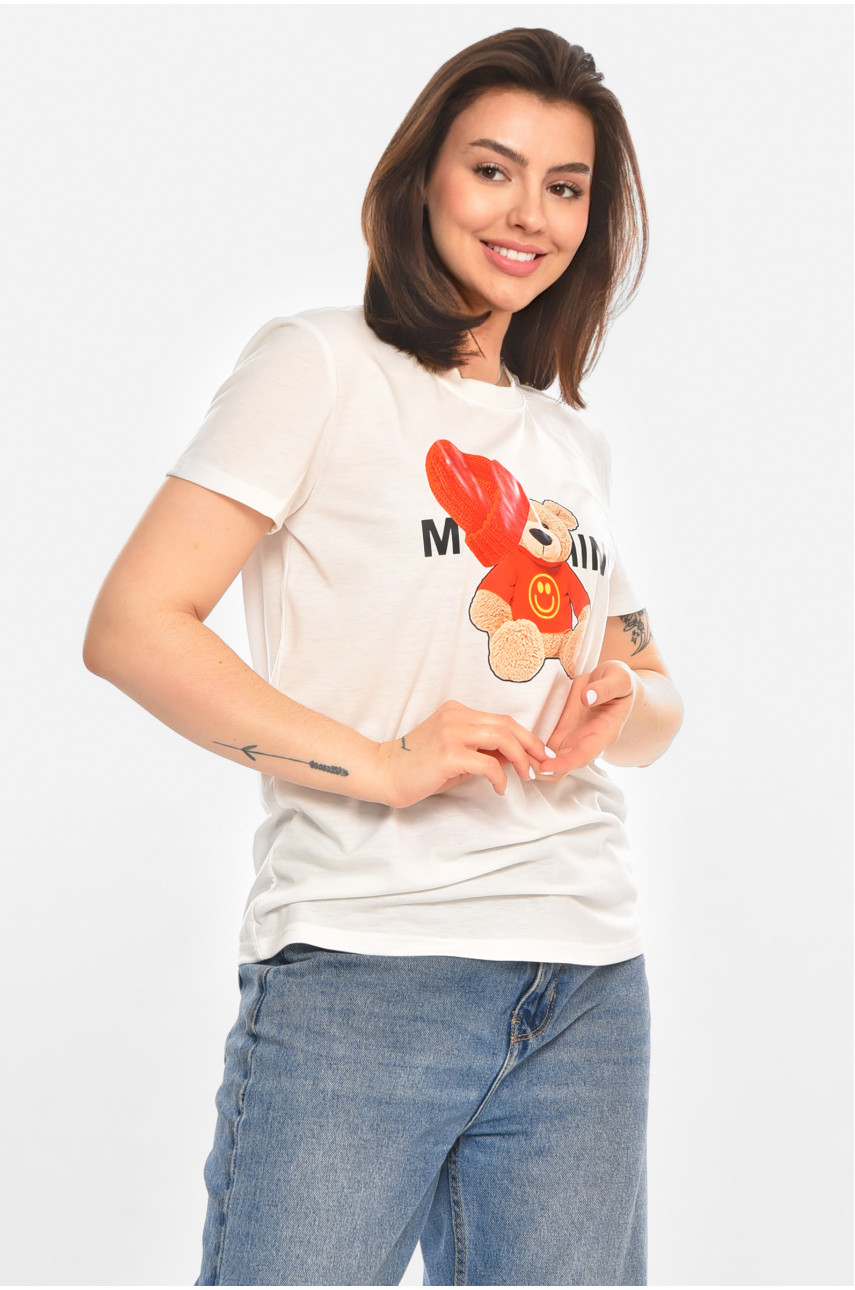 Футболка жіноча білого кольору з принтом 213454