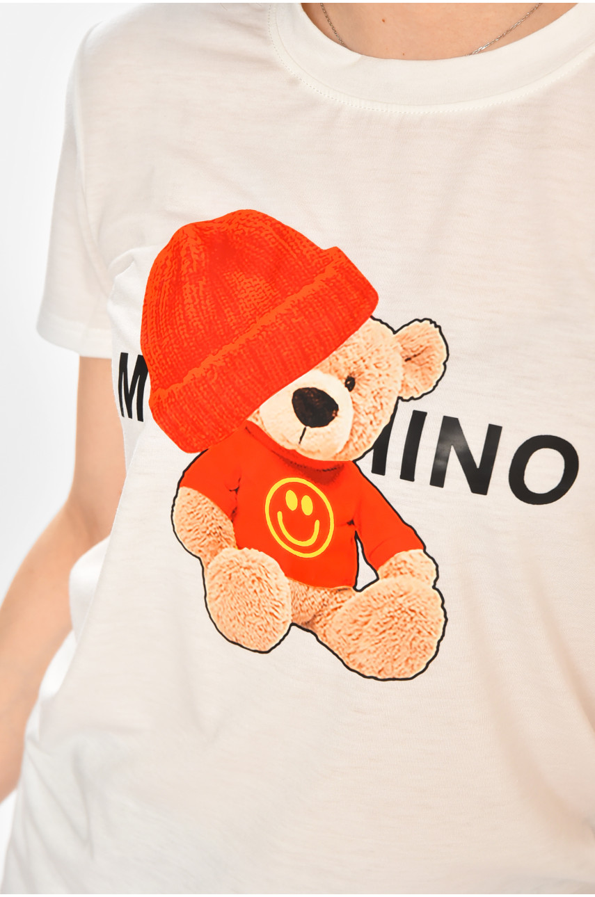 Футболка жіноча білого кольору з принтом 213454