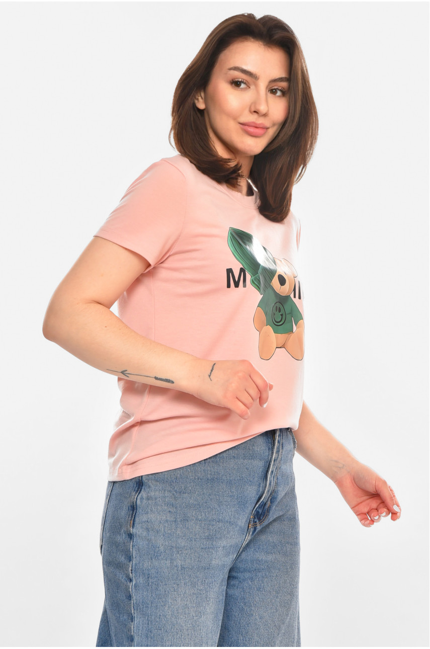 Футболка жіноча рожевого кольору з принтом 213455