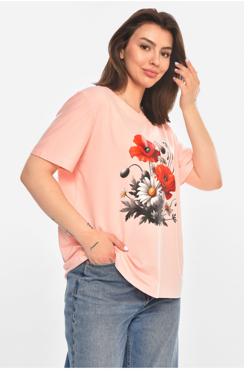 Футболка жіноча рожевого кольору з принтом 213456