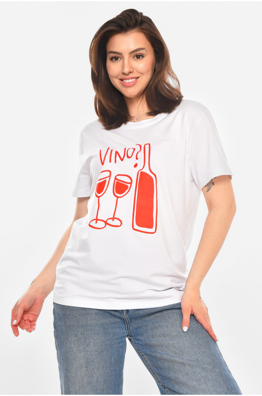 Футболка жіноча білого кольору з принтом 213460