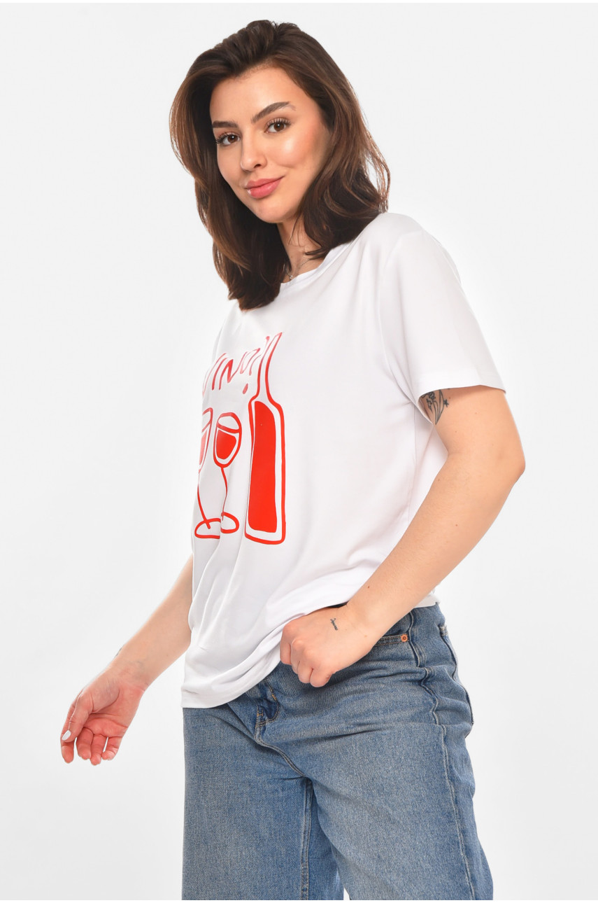 Футболка жіноча білого кольору з принтом 213460