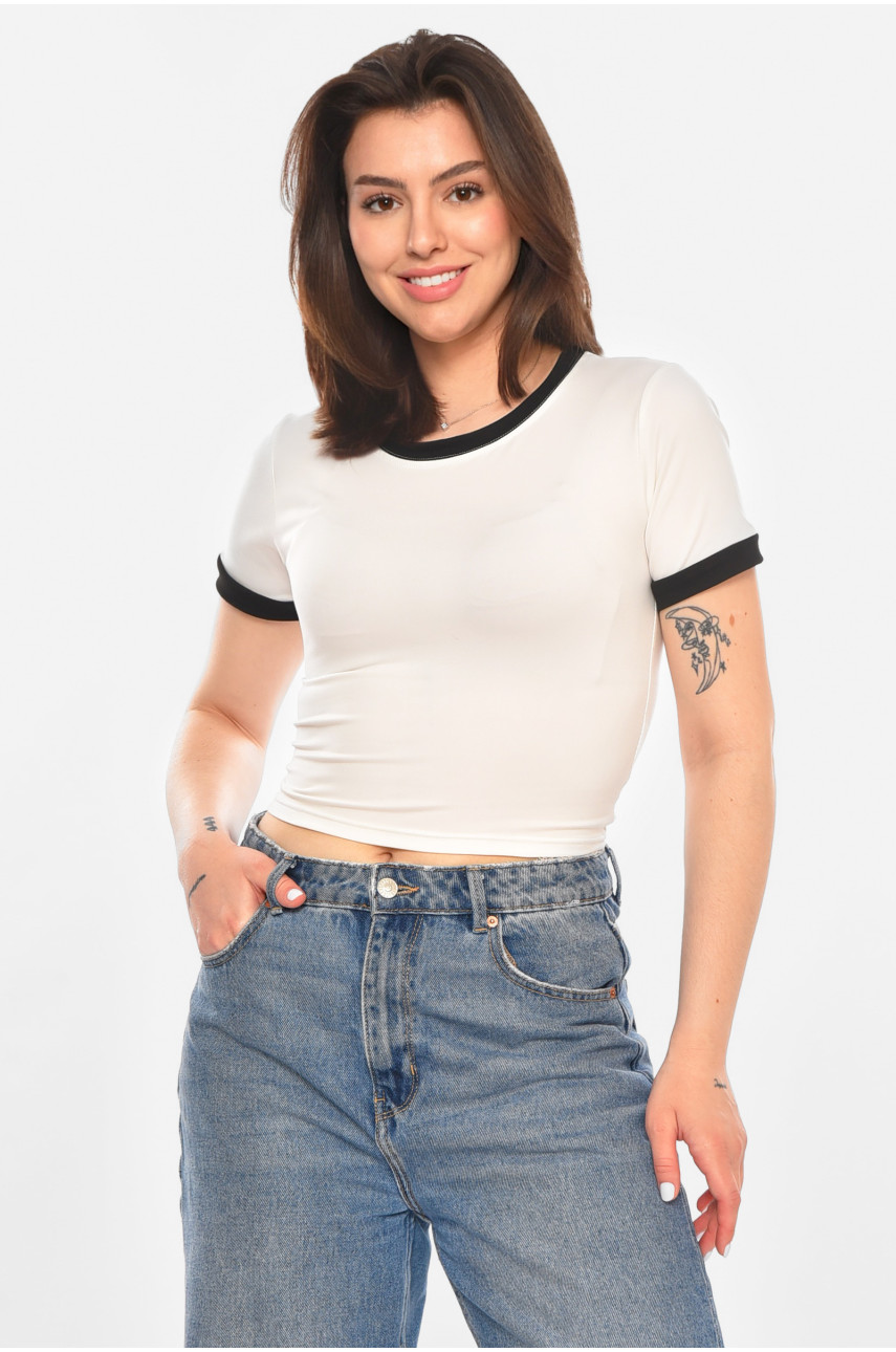 Футболка жіноча однотонна білого кольору 213462