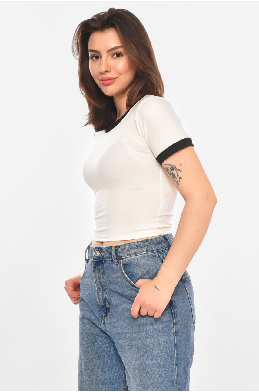 Футболка жіноча однотонна білого кольору 213462