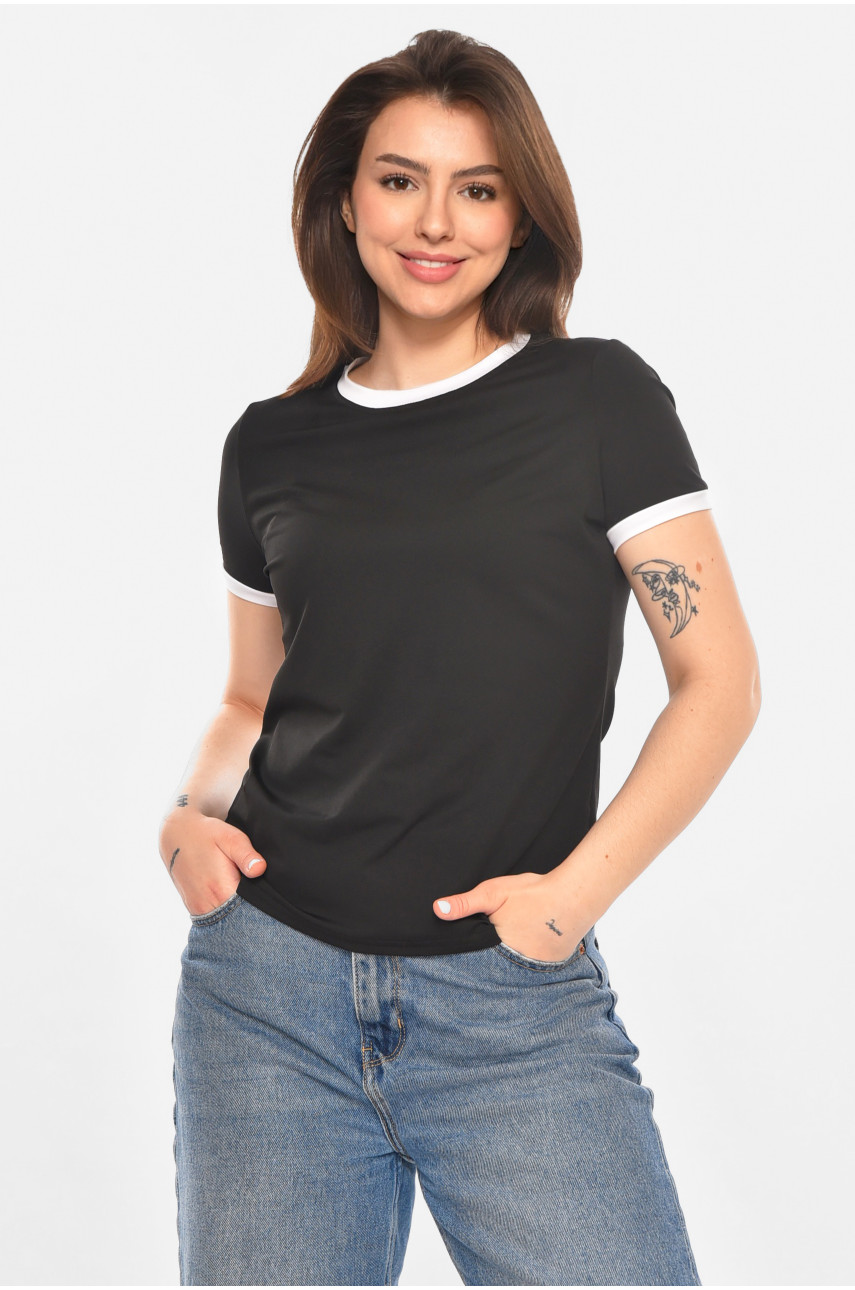 Футболка жіноча однотонна чорного кольору 213472