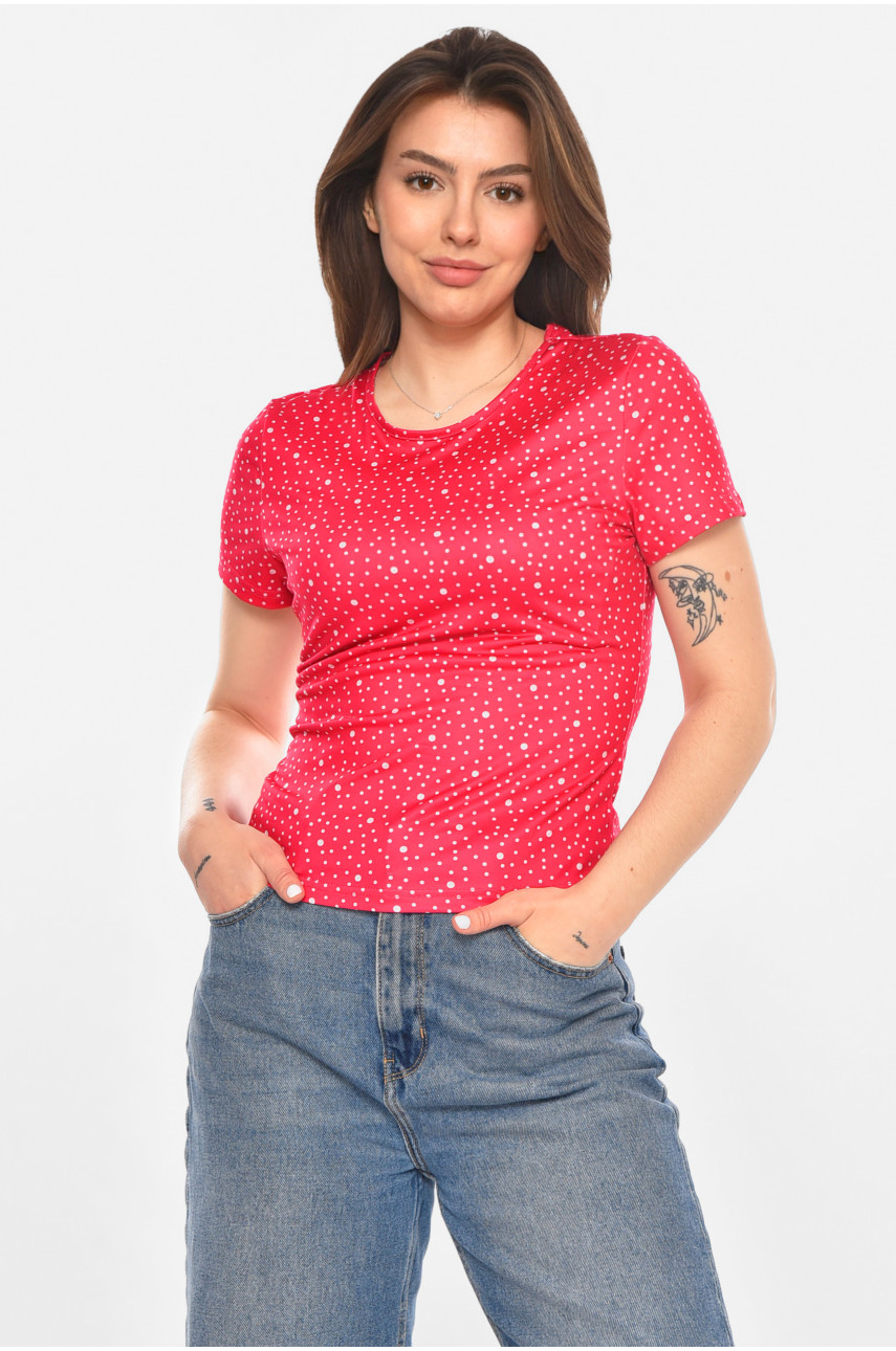 Футболка жіноча рожевого кольору з принтом 213473