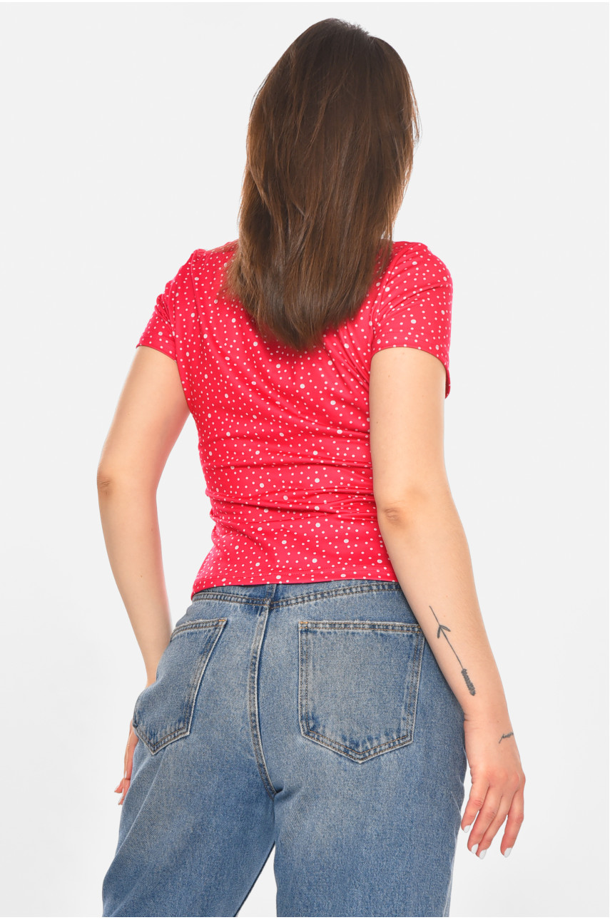 Футболка жіноча рожевого кольору з принтом 213473