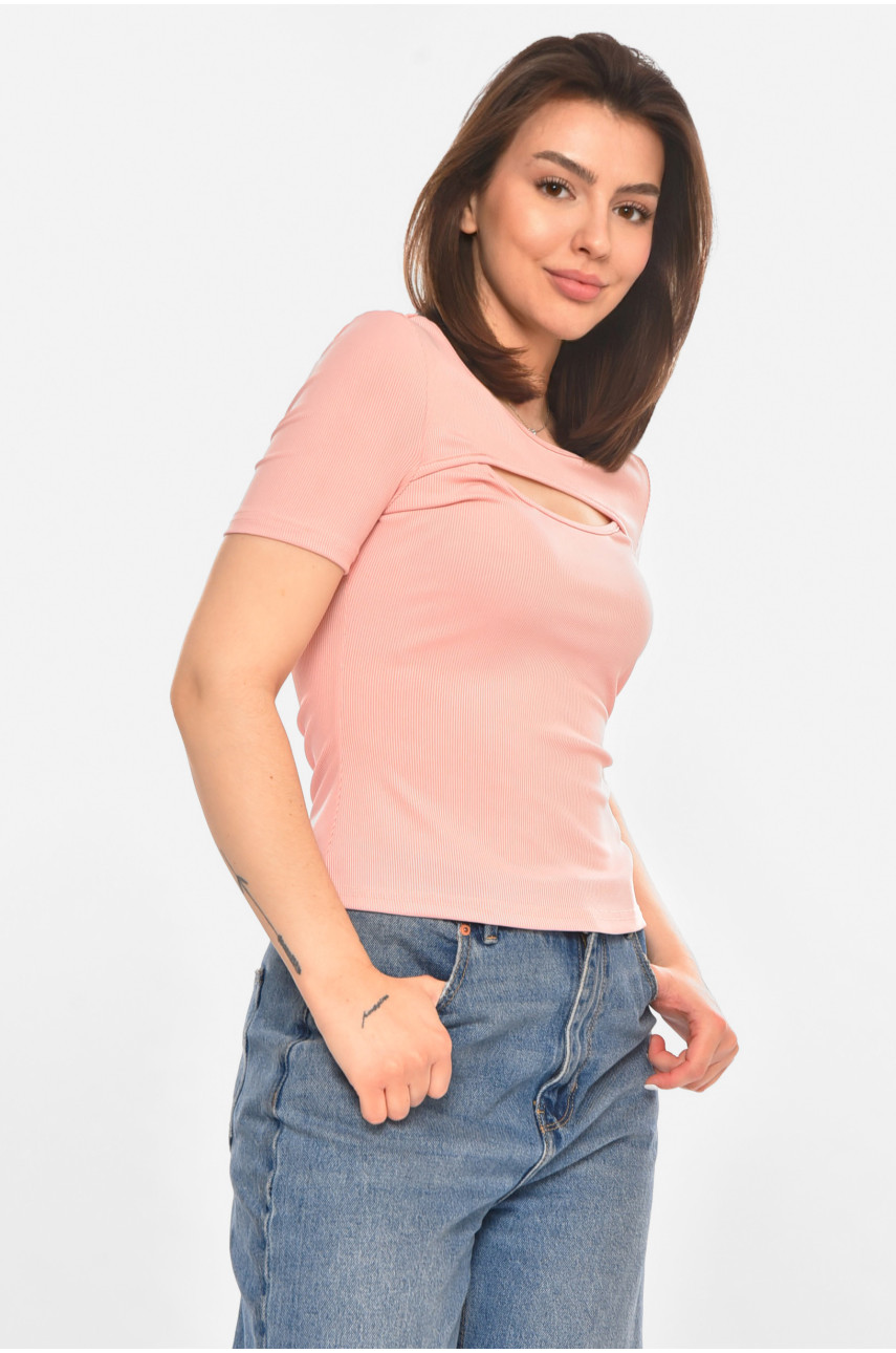Футболка жіноча однотонна рожевого кольору 213477