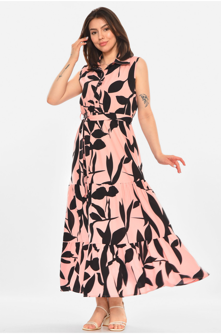 Сукня жіноча рожевого кольору з принтом 213490