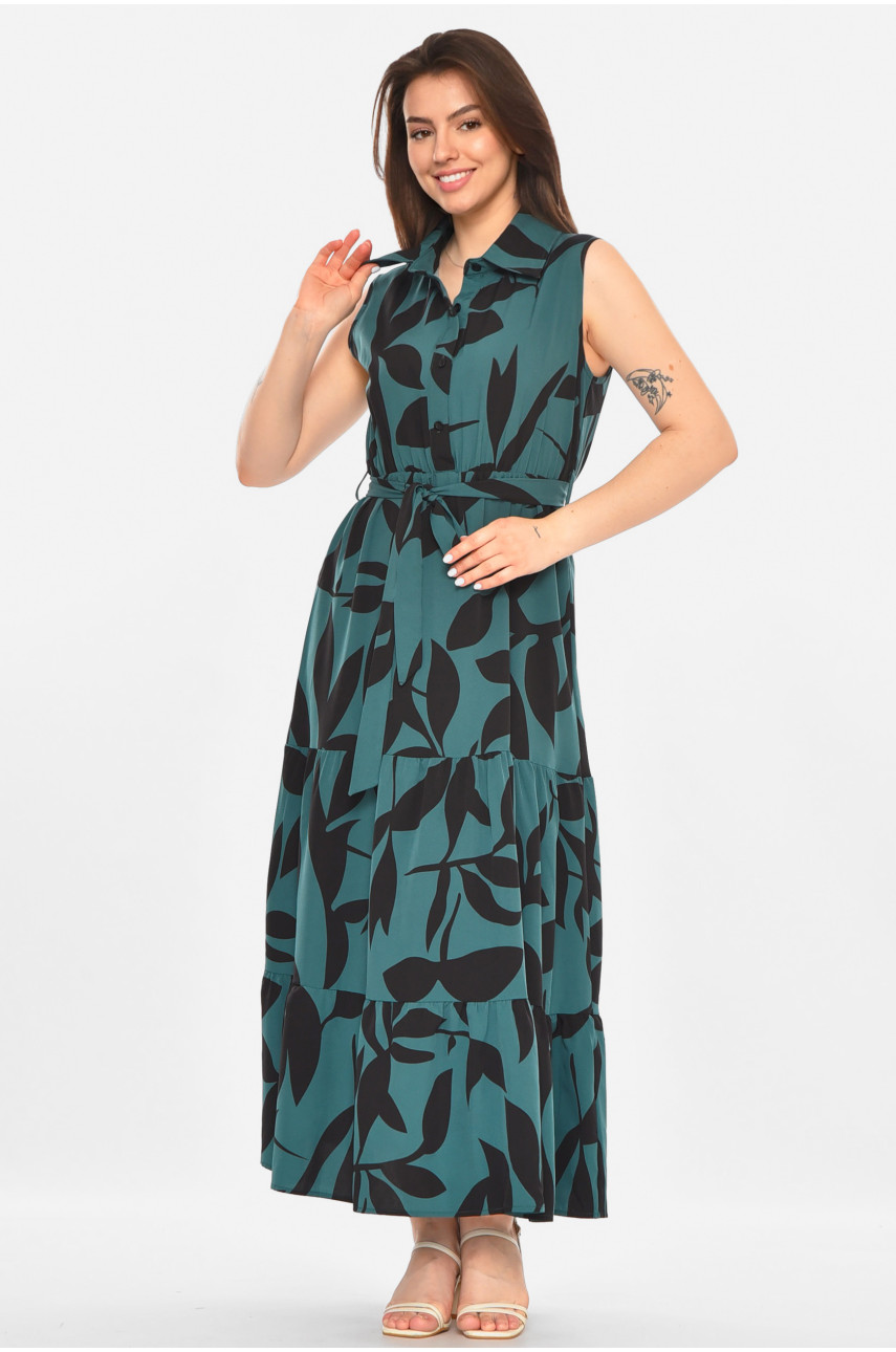 Сукня жіноча зеленого кольору з принтом 213492