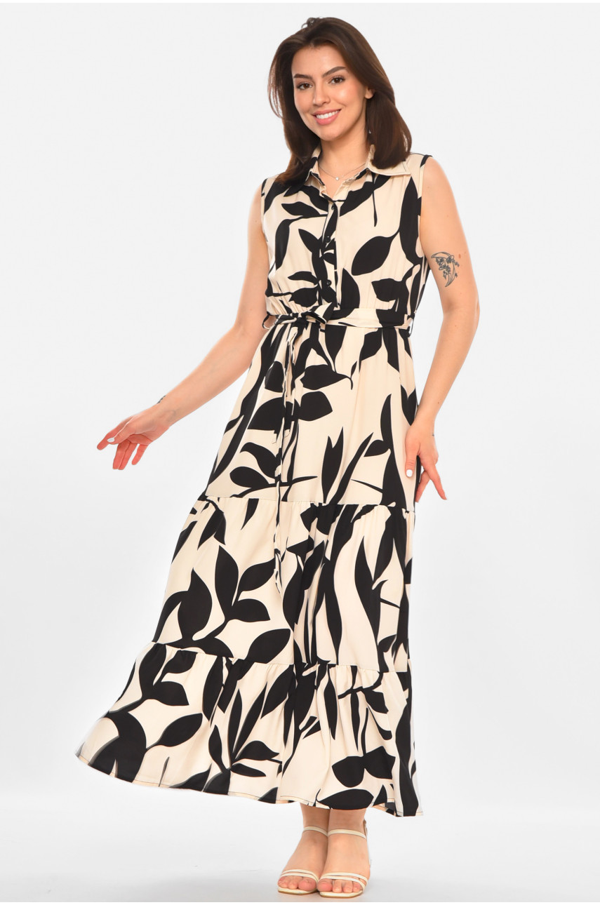 Сукня жіноча бежевого кольору з принтом 213493