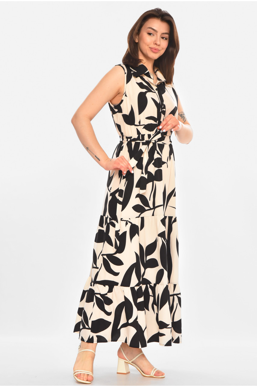 Сукня жіноча бежевого кольору з принтом 213493