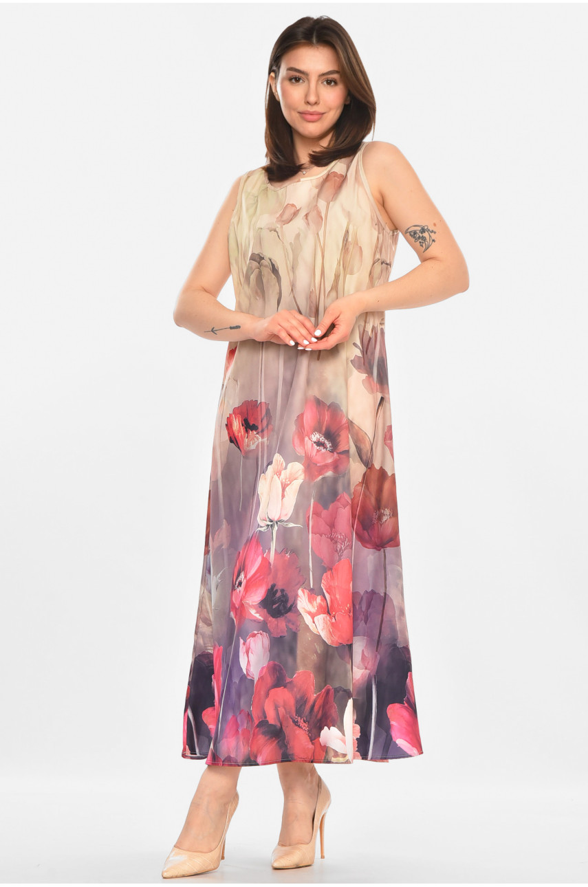 Сукня жіноча бежевого кольору з принтом 213501