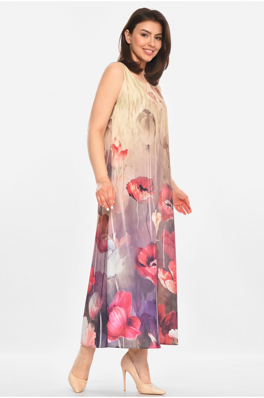 Сукня жіноча бежевого кольору з принтом 213501