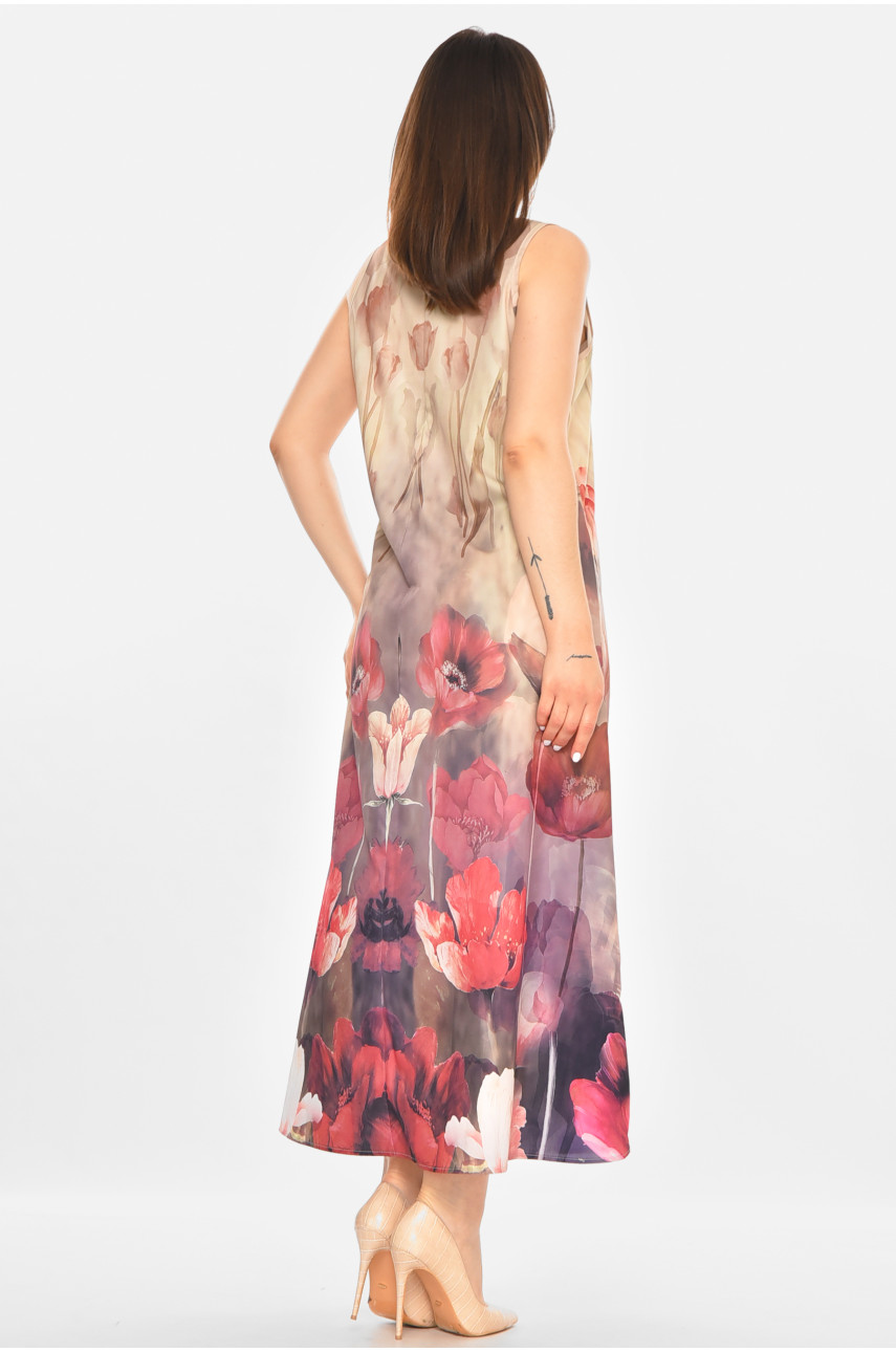 Сукня жіноча бежевого кольору з принтом 213501