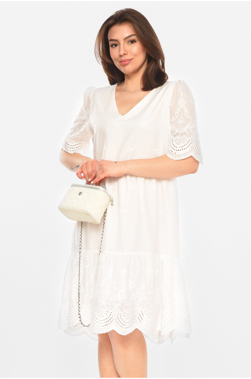 Сукня жіноча однотонна білого кольору 213511