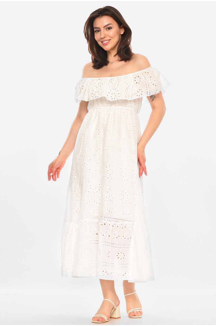 Сукня жіноча однотонна білого кольору 213512