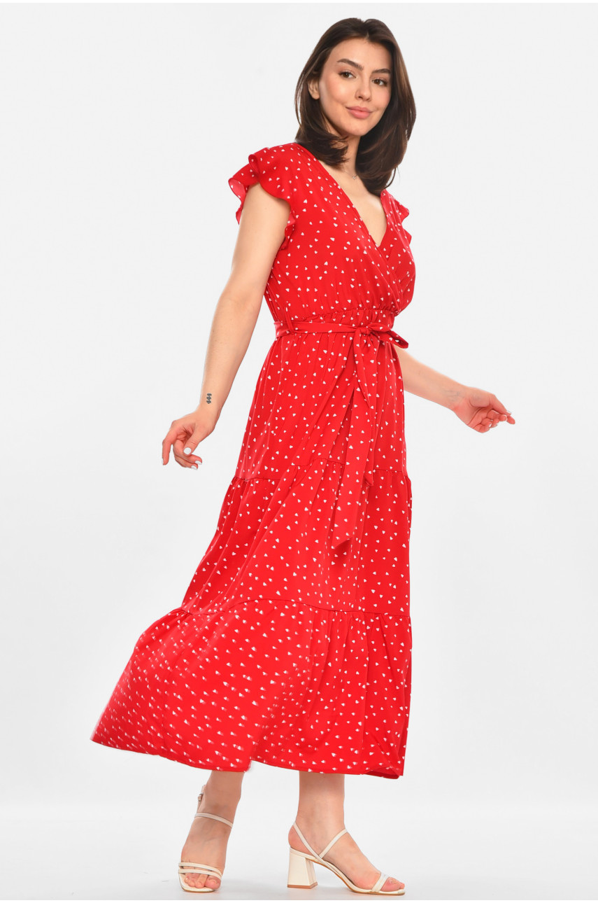 Сукня жіноча червоного кольору з принтом 213519