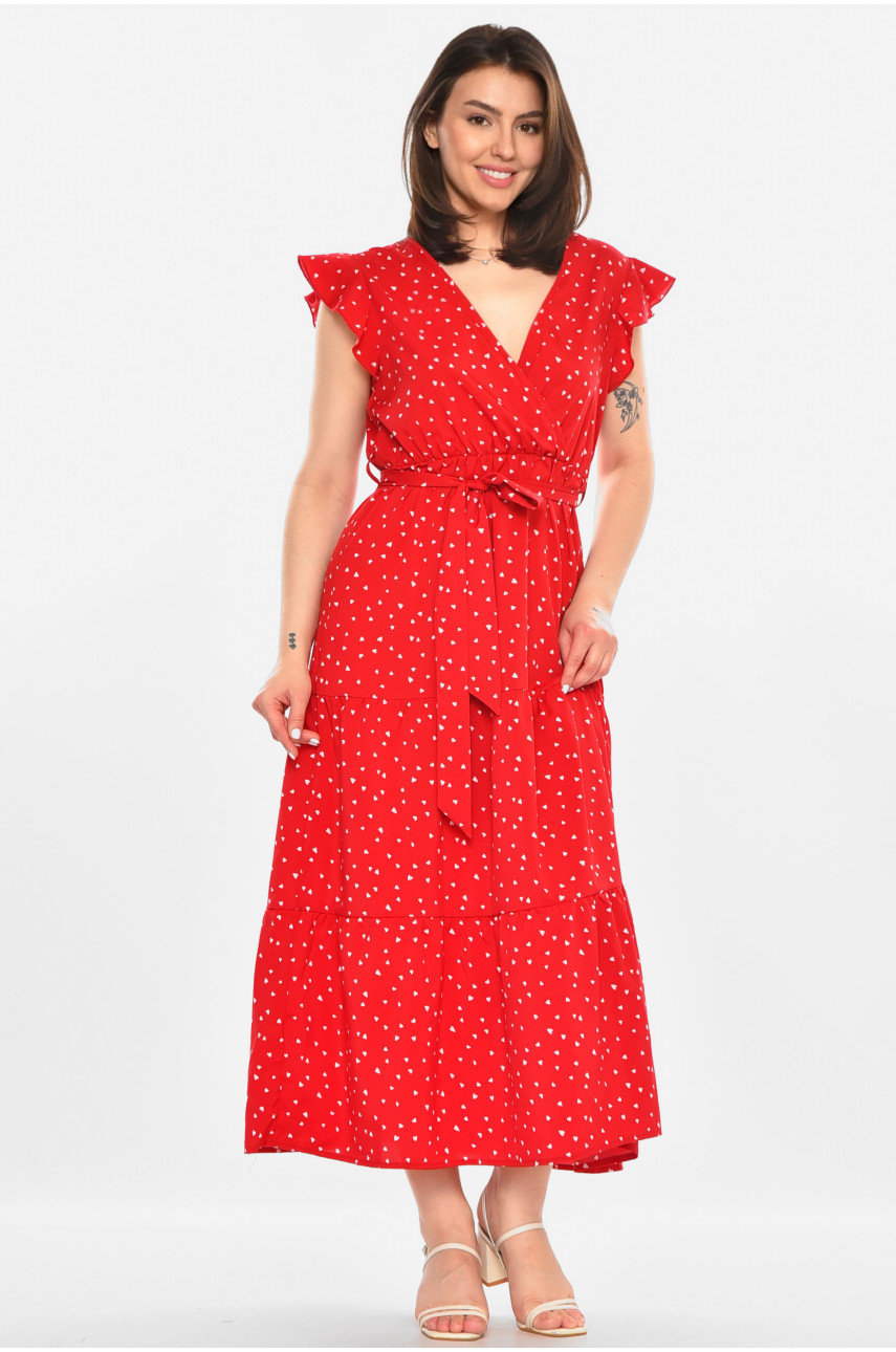 Сукня жіноча червоного кольору з принтом 213519