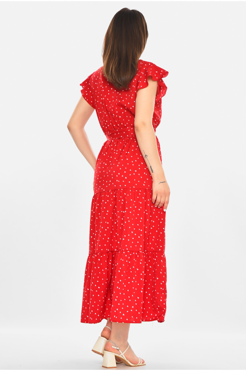 Сукня жіноча червоного кольору з принтом 213519